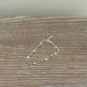 Disney Mickey Silver Floral Link Ankle Bracelet